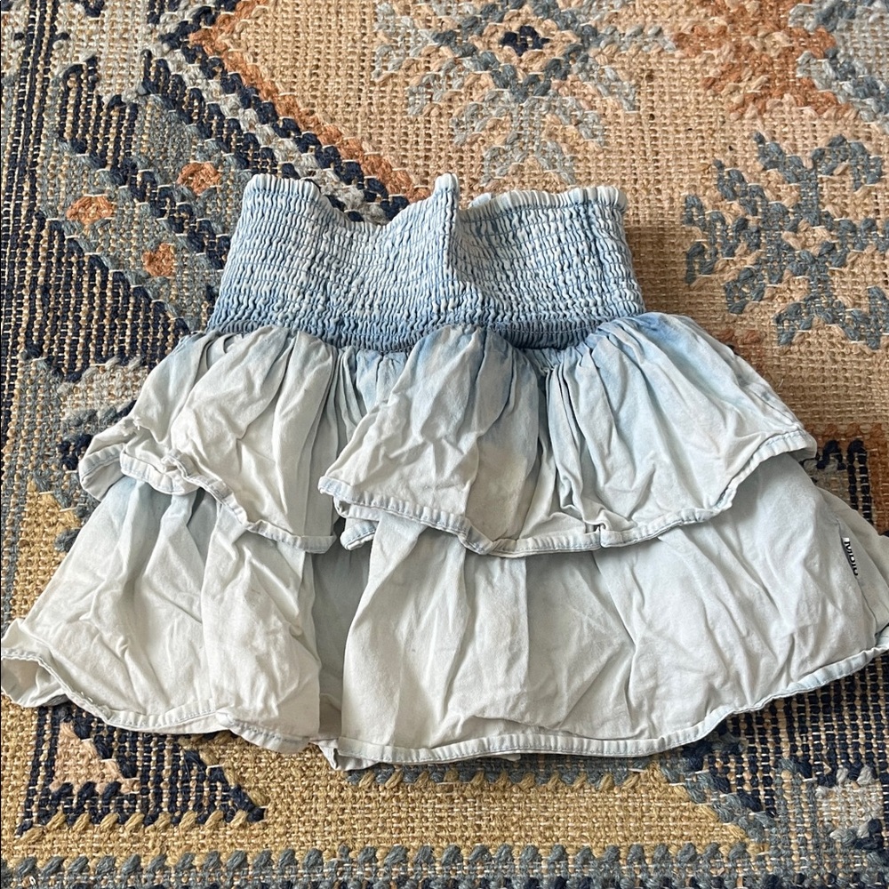 Molo Light Blue Tiered Ruffle Mini Skirt